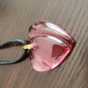 Baccarat Crystal Heart Crystal Wave Pendant pink